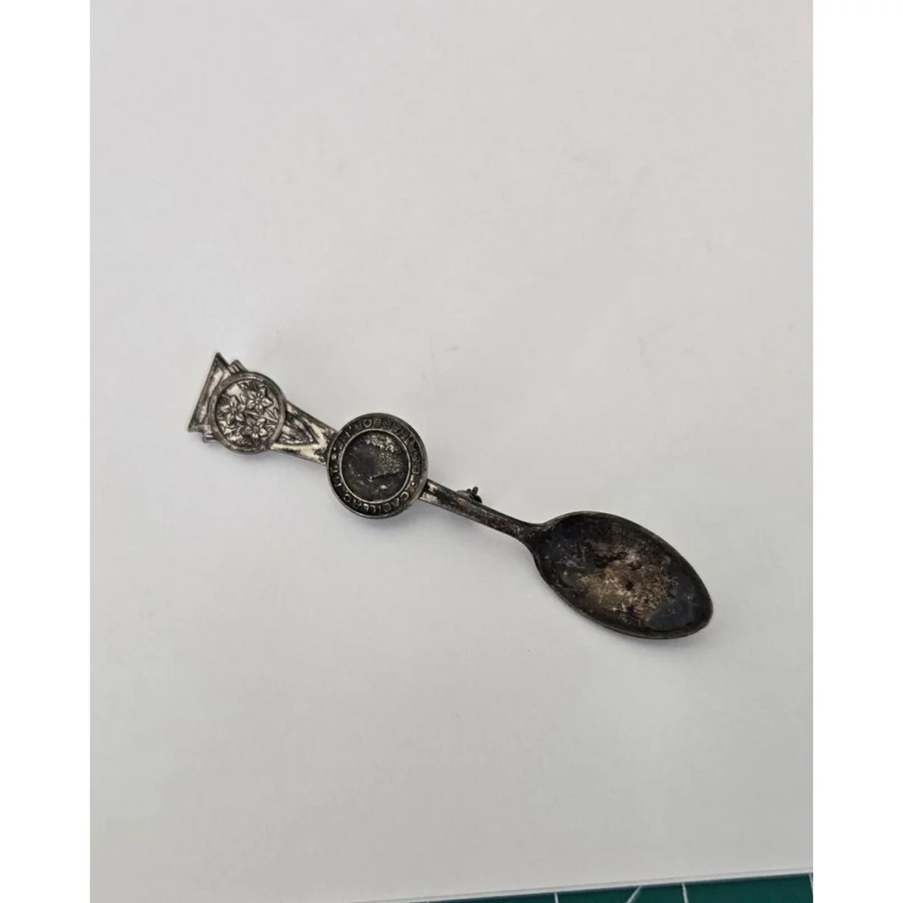 Vtg 925 sterling brooch spoon tarnish